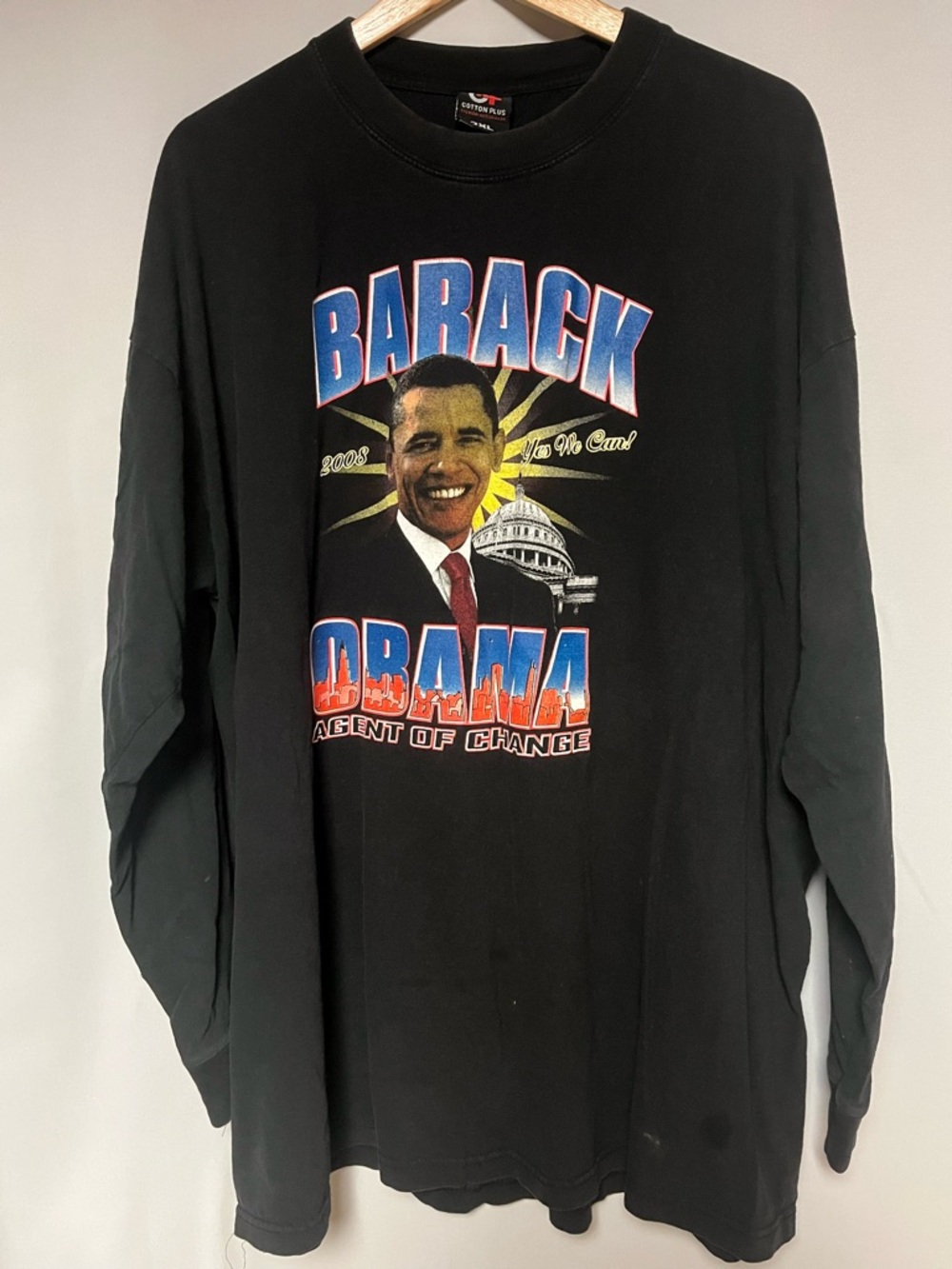 Long-Sleeve Graphic Tee - Barack Obama Agent of Change 44th President